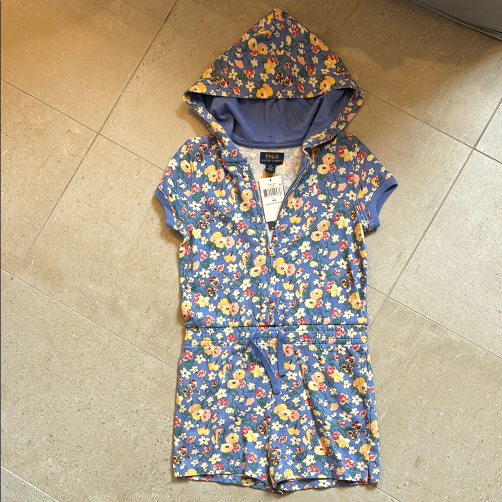 Polo by Ralph Lauren Blue Floral Kids Romper